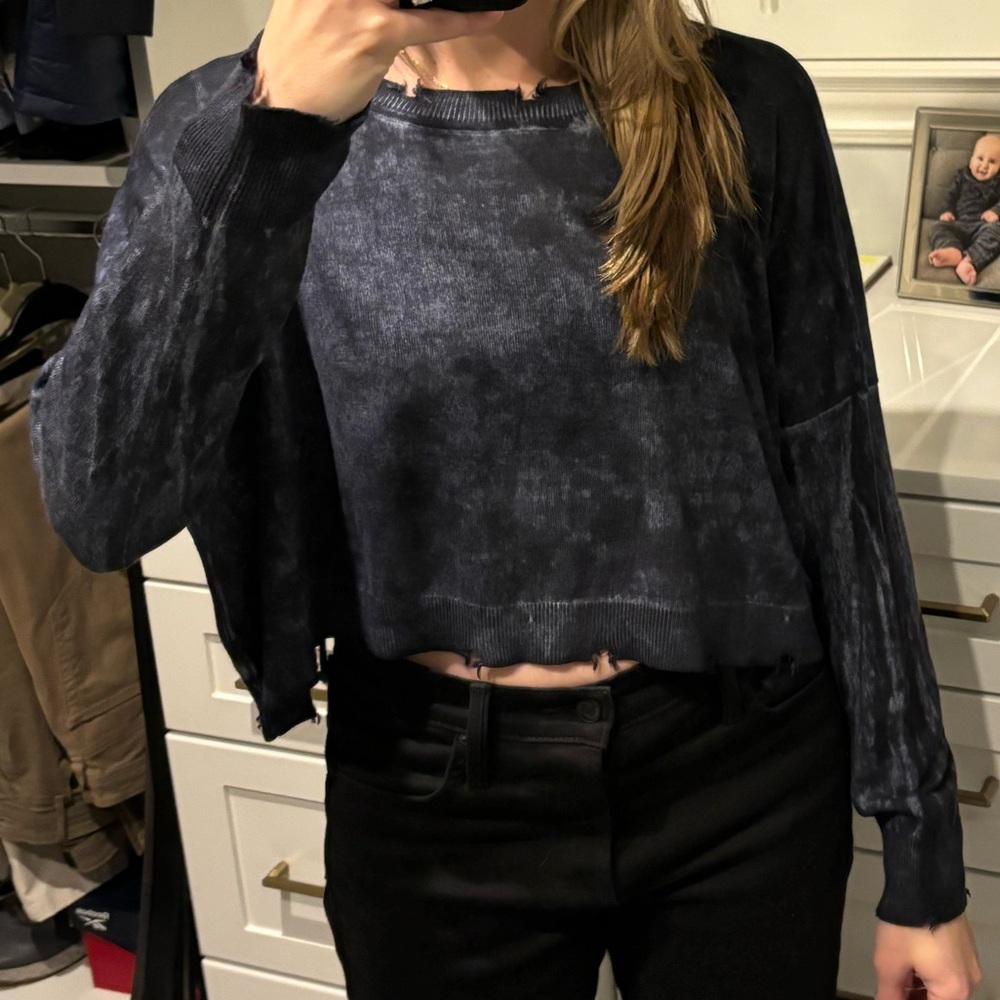 “Tattered” Crewneck Cropped sweater